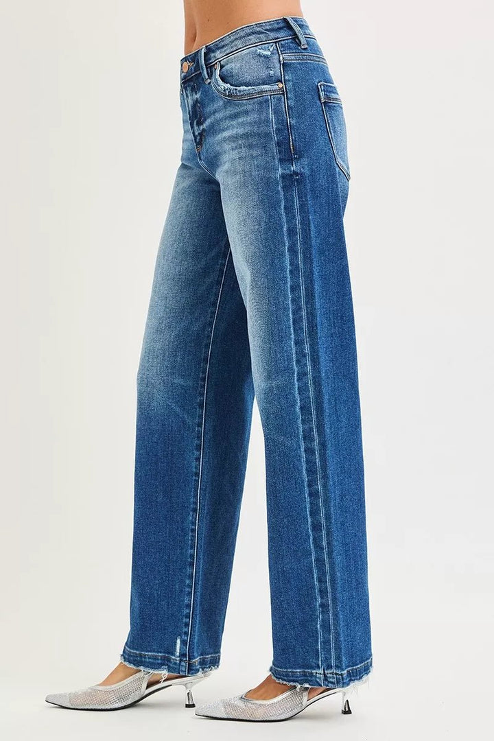 RISEN Full Size Slouchy Baggy Jeans Pocket Side Seam Detail Plus Size - AMVIM