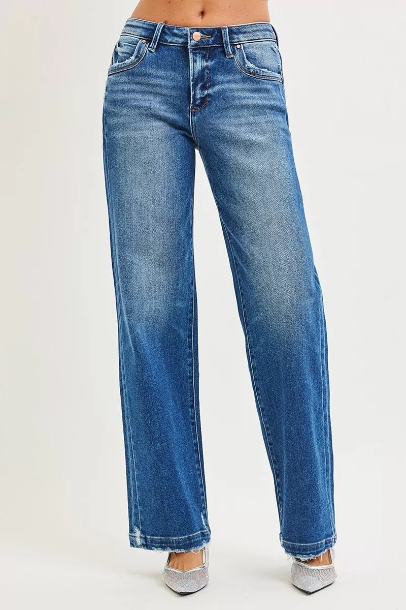 RISEN Full Size Slouchy Baggy Jeans Pocket Side Seam Detail Plus Size - AMVIM