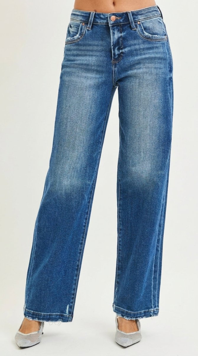 RISEN Full Size Slouchy Baggy Jeans Pocket Side Seam Detail Plus Size - AMVIM