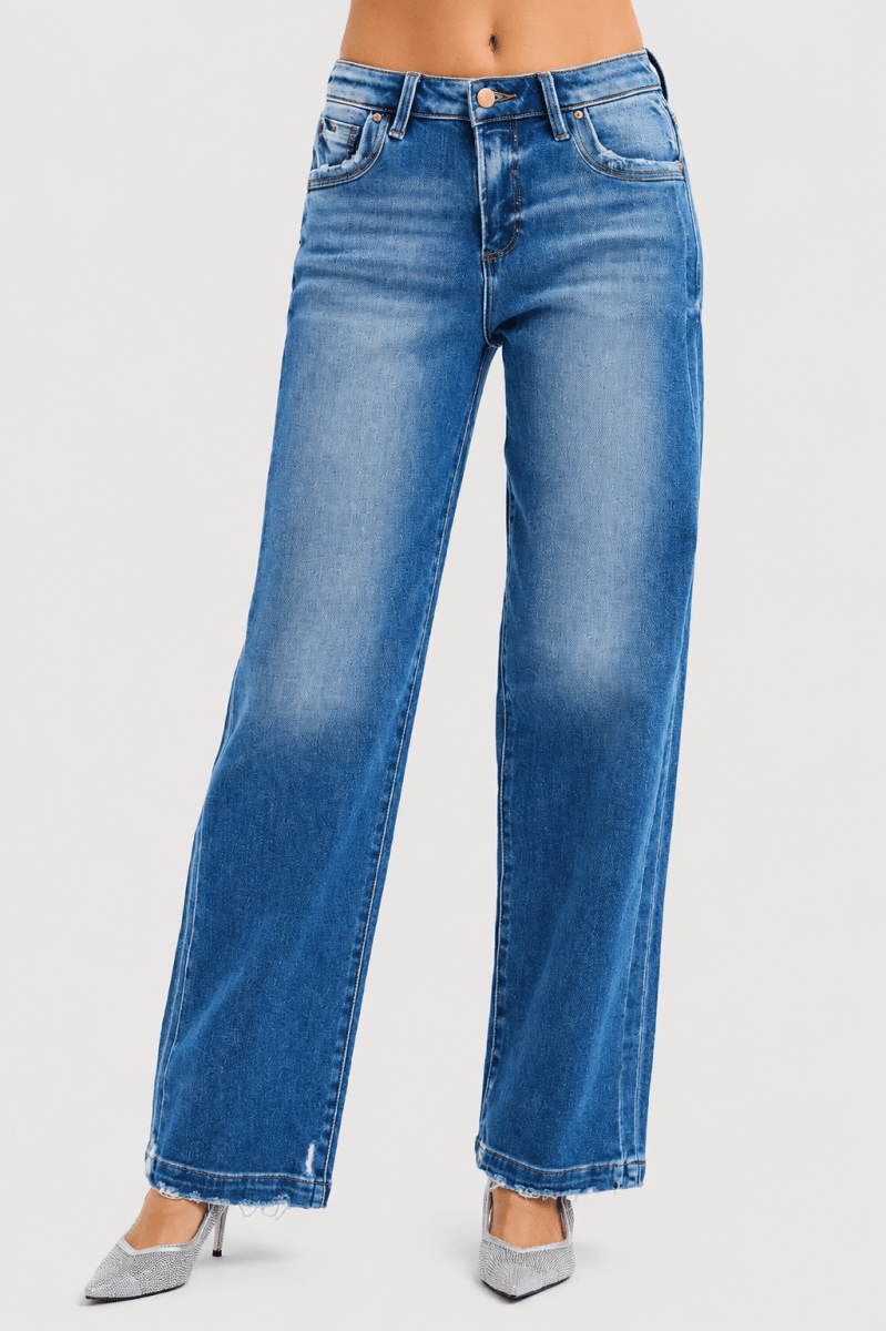 RISEN Full Size Slouchy Baggy Jeans Pocket Side Seam Detail Plus Size - AMVIM