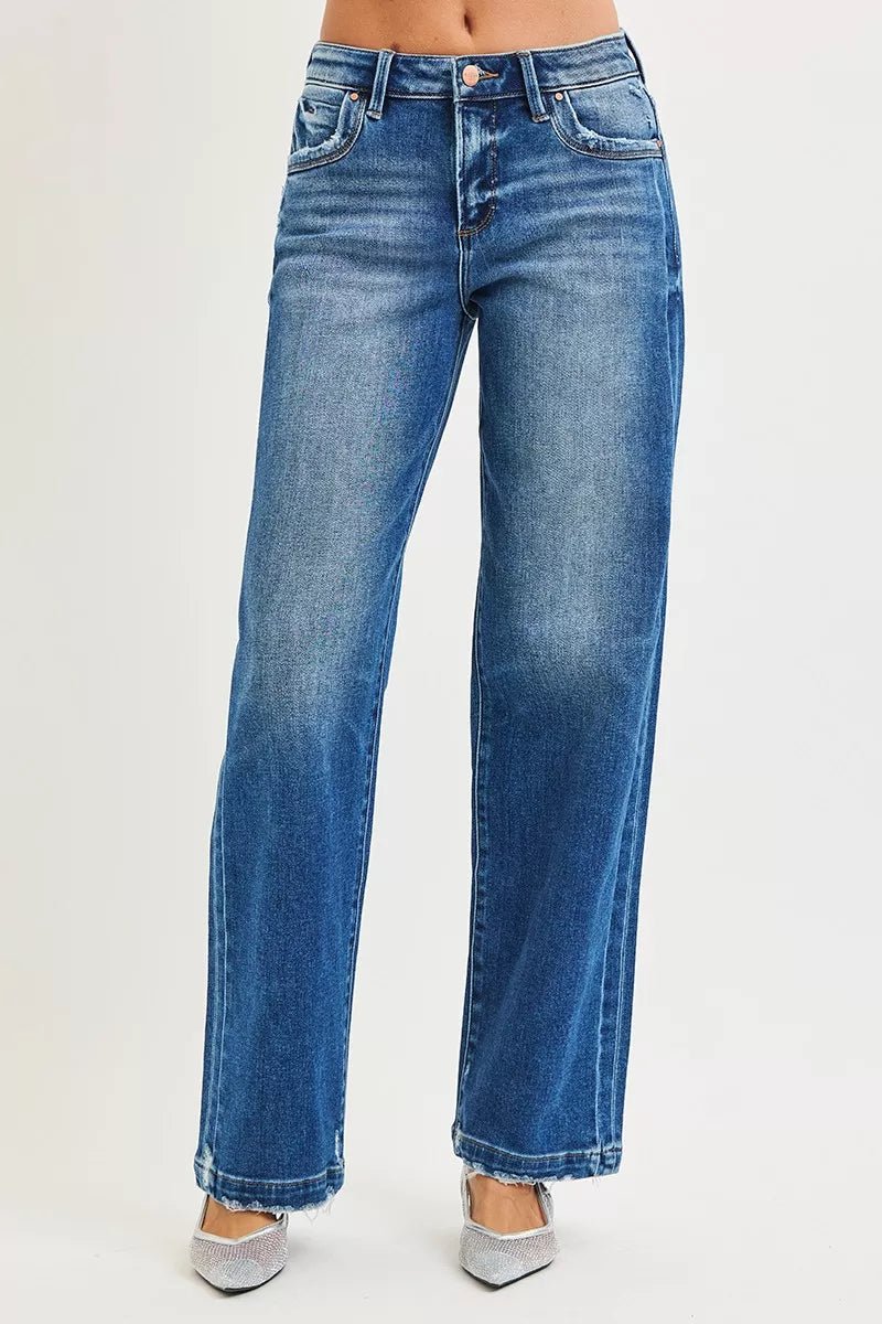 RISEN Full Size Slouchy Baggy Jeans Pocket Side Seam Detail Plus Size - AMVIM