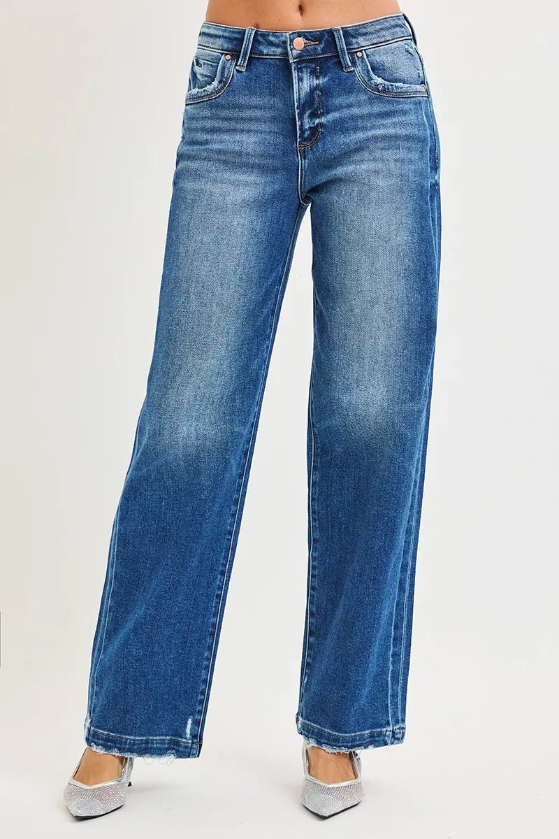 RISEN Full Size Slouchy Baggy Jeans Pocket Side Seam Detail Plus Size - AMVIM