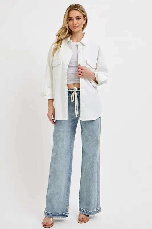 RISEN Full Size Straight Leg Jeans with Pockets Plus Size - AMVIM