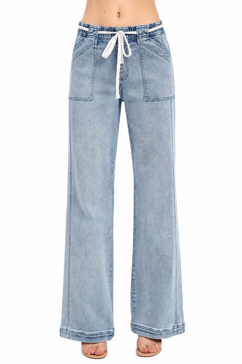 RISEN Full Size Straight Leg Jeans with Pockets Plus Size - AMVIM