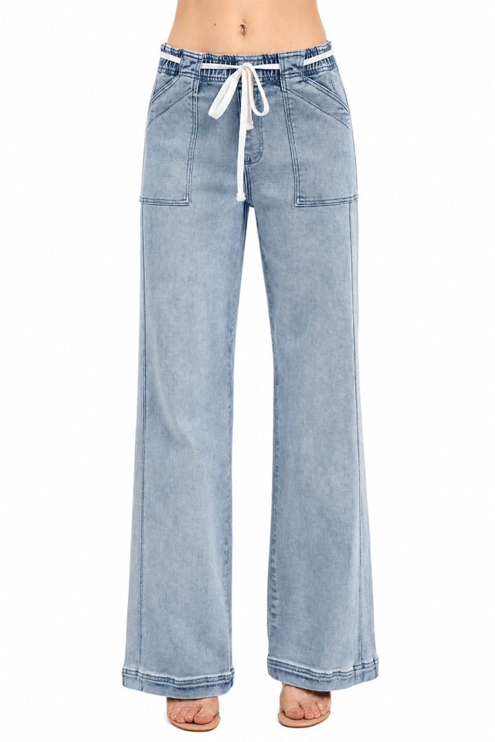 RISEN Full Size Straight Leg Jeans with Pockets Plus Size - AMVIM