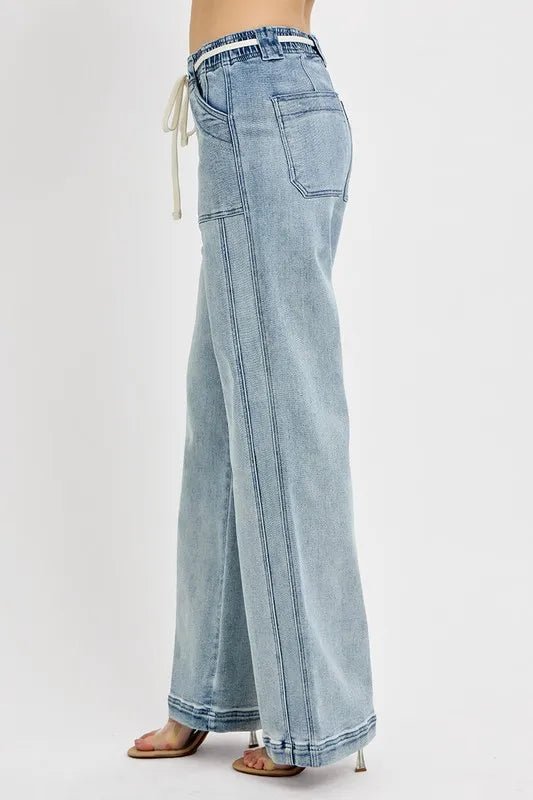 RISEN Full Size Straight Leg Jeans with Pockets Plus Size - AMVIM
