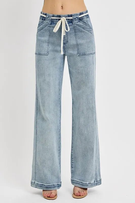 RISEN Full Size Straight Leg Jeans with Pockets Plus Size - AMVIM