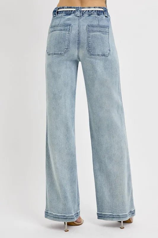 RISEN Full Size Straight Leg Jeans with Pockets Plus Size - AMVIM