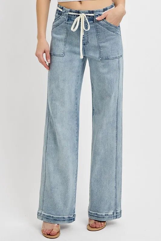 RISEN Full Size Straight Leg Jeans with Pockets Plus Size - AMVIM