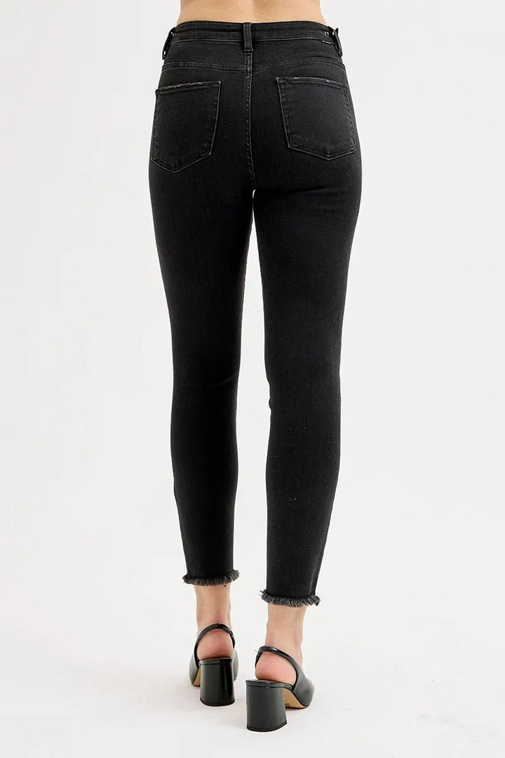 RISEN Full Size Tummy Control High Rise Adjustable Waist Skinny Jeans Plus Size - AMVIM
