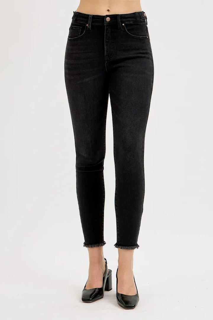 RISEN Full Size Tummy Control High Rise Adjustable Waist Skinny Jeans Plus Size - AMVIM