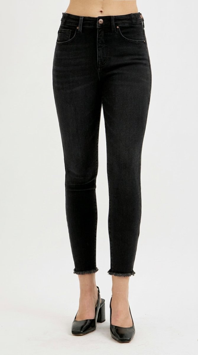 RISEN Full Size Tummy Control High Rise Adjustable Waist Skinny Jeans Plus Size - AMVIM