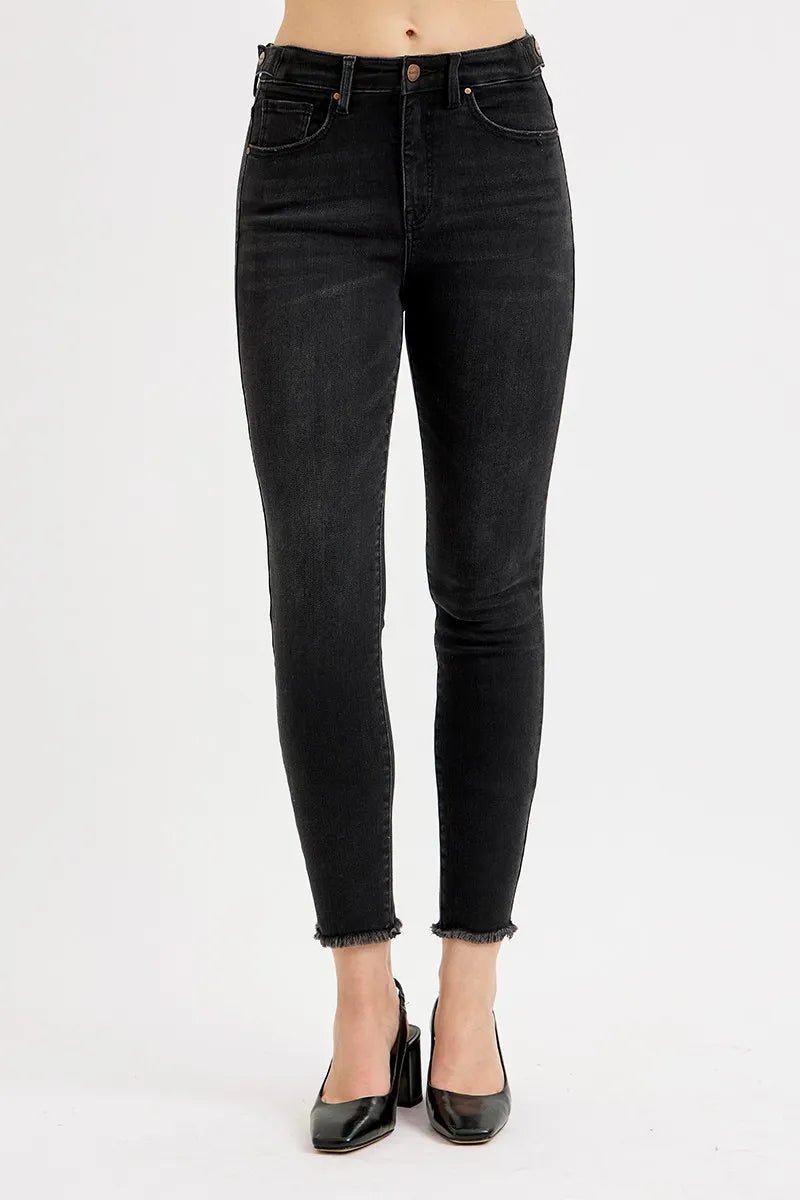 RISEN Full Size Tummy Control High Rise Adjustable Waist Skinny Jeans Plus Size - AMVIM