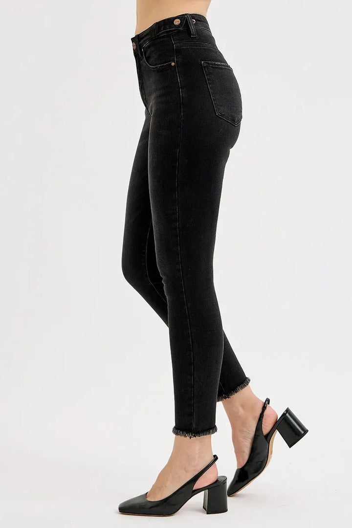 RISEN Full Size Tummy Control High Rise Adjustable Waist Skinny Jeans Plus Size - AMVIM