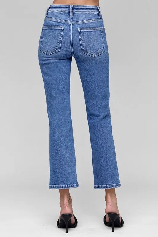 RISEN Full Size Tummy Control High Rise Crop Straight Jeans Plus Size - AMVIM
