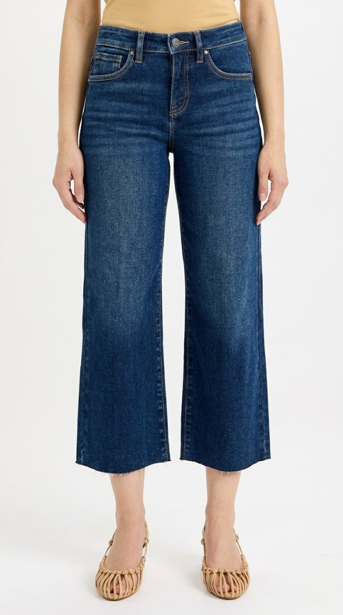RISEN Full Size Tummy Control High Rise Crop Wide Jeans Plus Size - AMVIM