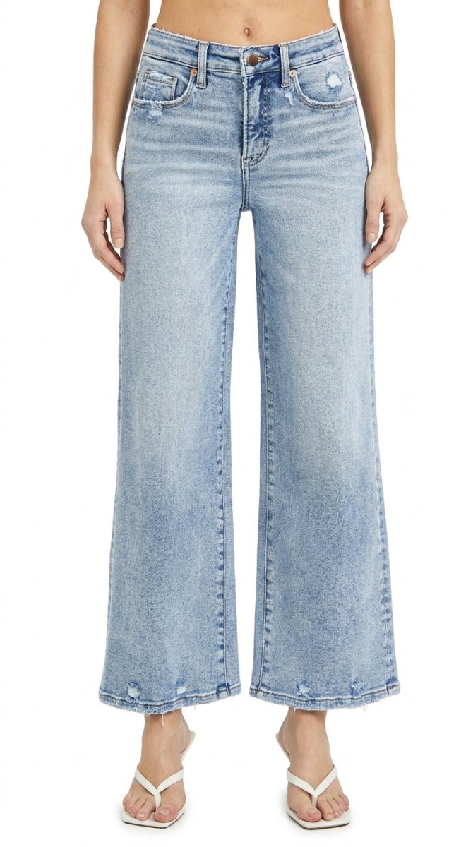RISEN Full Size Tummy Control High Rise Crop Wide Leg Jeans - AMVIM