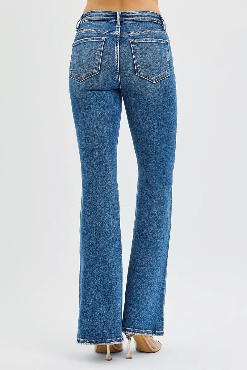 RISEN Full Size Tummy Control High Rise Flare Jeans Plus Size - AMVIM