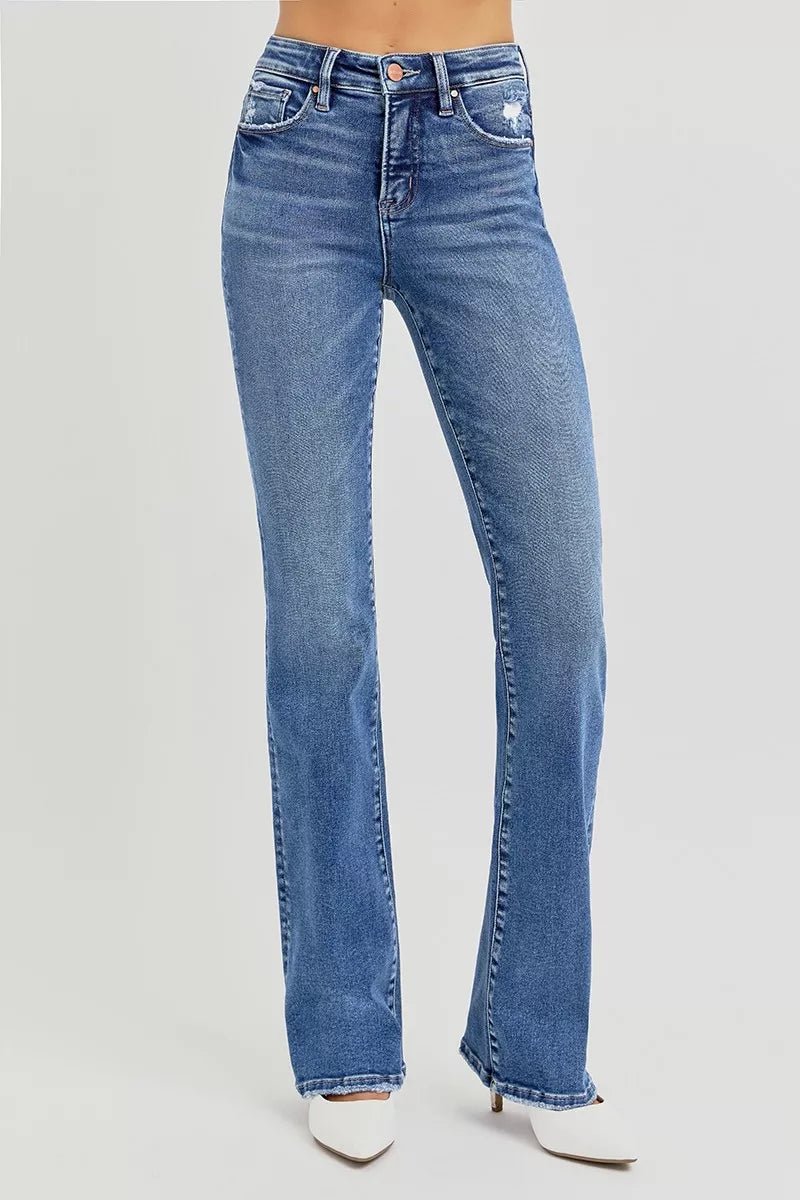 RISEN Full Size Tummy Control High Rise Straight Jeans Plus Size - AMVIM