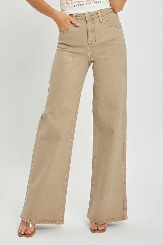RISEN Full Size Tummy Control High Rise Wide Leg Jeans Plus Size - AMVIM