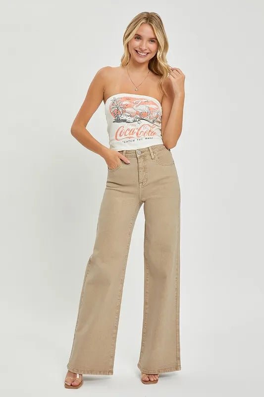 RISEN Full Size Tummy Control High Rise Wide Leg Jeans Plus Size - AMVIM