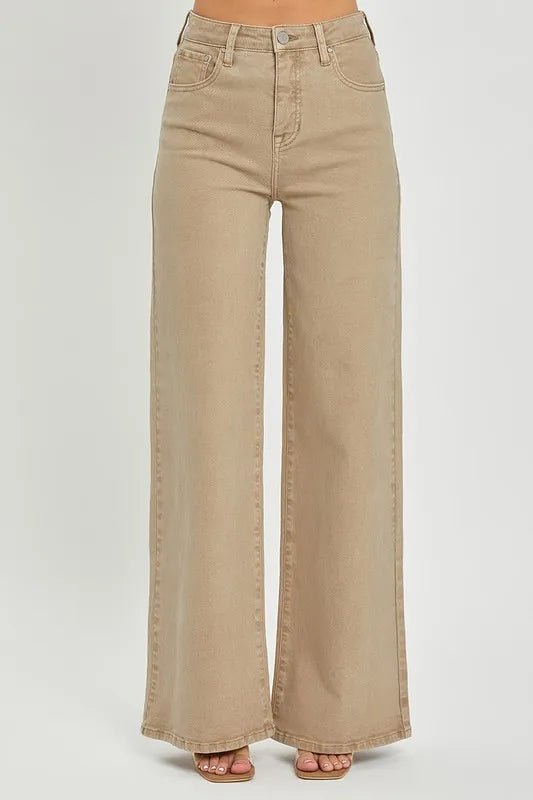 RISEN Full Size Tummy Control High Rise Wide Leg Jeans Plus Size - AMVIM