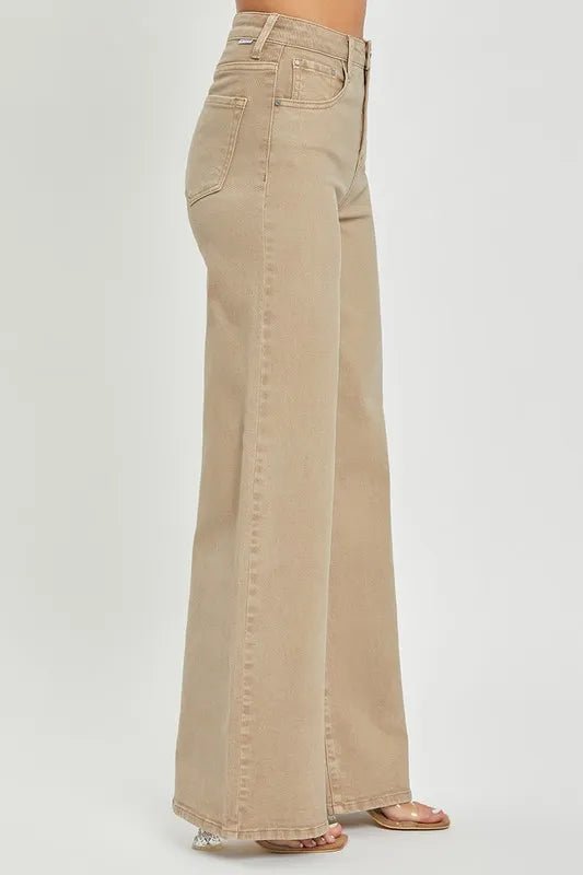 RISEN Full Size Tummy Control High Rise Wide Leg Jeans Plus Size - AMVIM