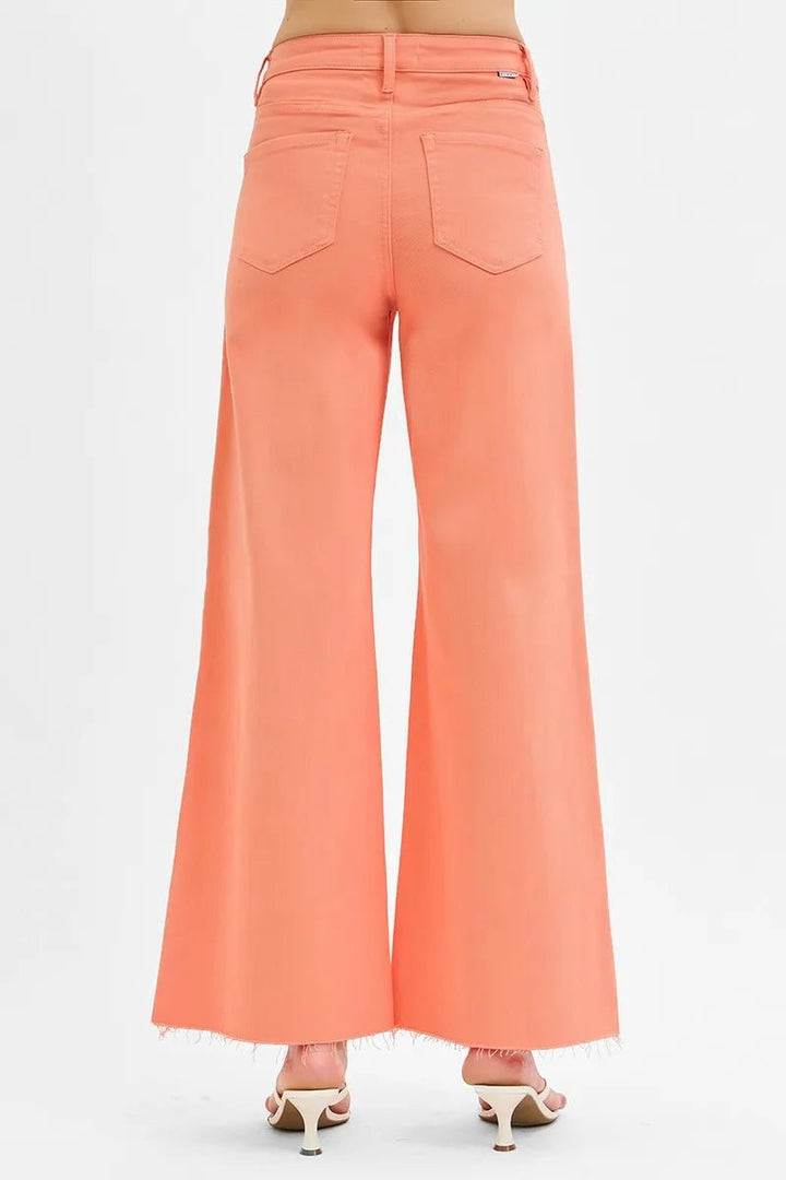 RISEN Full Size Tummy Control High Rise Wide Leg Palazzo Jeans Plus Size - AMVIM