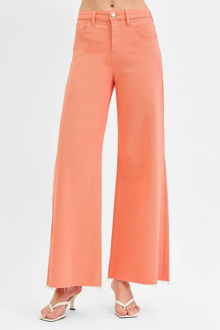 RISEN Full Size Tummy Control High Rise Wide Leg Palazzo Jeans Plus Size - AMVIM