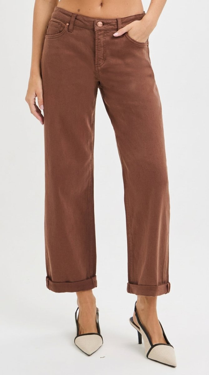 RISEN Full Size Tummy Control Mid Rise Ankle Barrel Baggy Plus Size - AMVIM