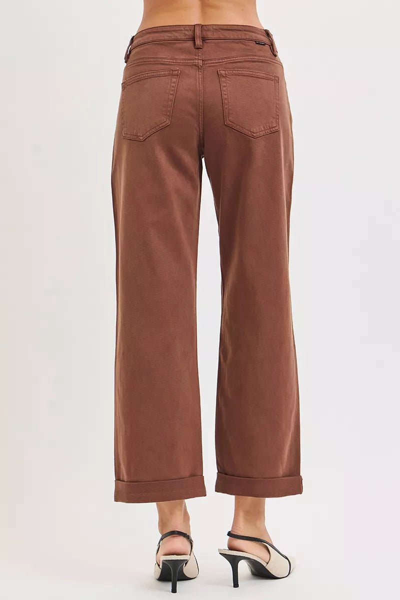 RISEN Full Size Tummy Control Mid Rise Ankle Barrel Baggy Plus Size - AMVIM