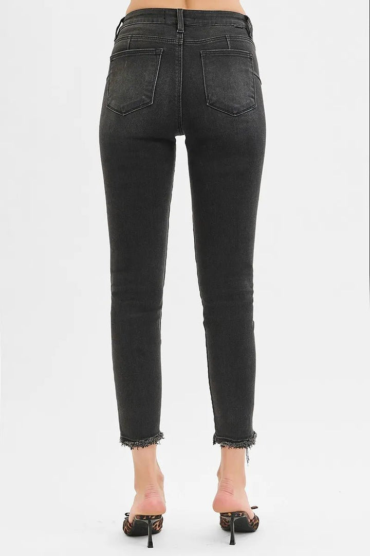 RISEN Full Size Tummy Control Mid Rise Crop Skinny Jeans Plus Size - AMVIM