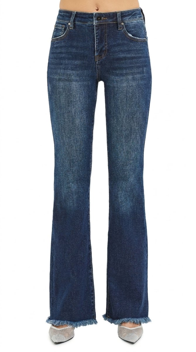 RISEN Full Size Tummy Control Mid Rise Flare Jeans Plus Size - AMVIM