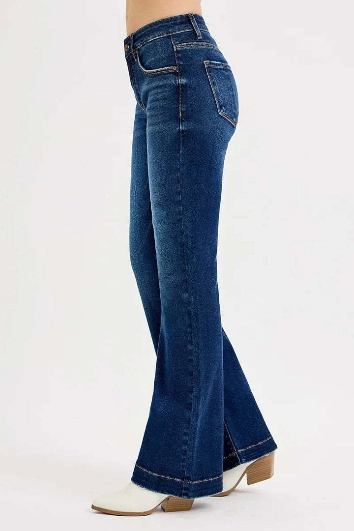 RISEN Full SIze Tummy Control Mid Rise Flare Jeans Plus SIze - AMVIM