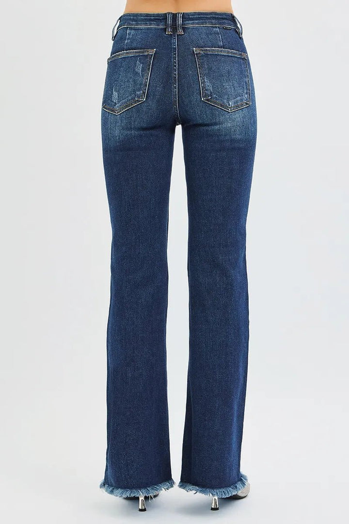 RISEN Full Size Tummy Control Mid Rise Flare Jeans Plus Size - AMVIM