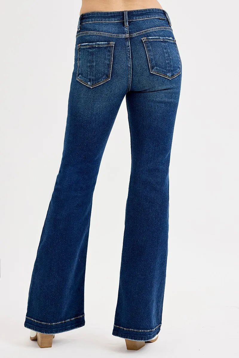 RISEN Full SIze Tummy Control Mid Rise Flare Jeans Plus SIze - AMVIM