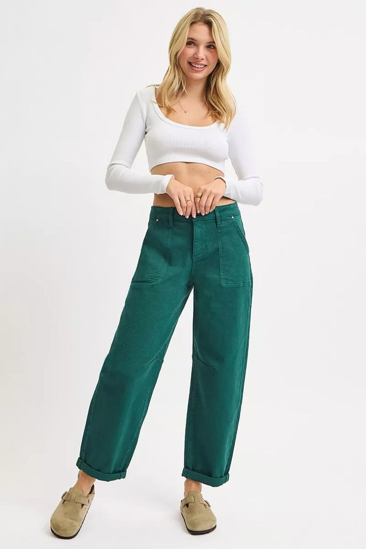 RISEN High Rise Ankle Cuffed Pants - AMVIM