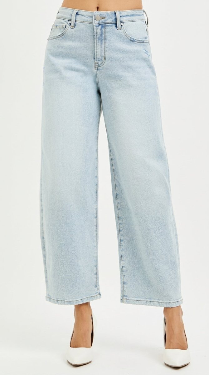 RISEN High Rise Crop Barrel Jeans - AMVIM