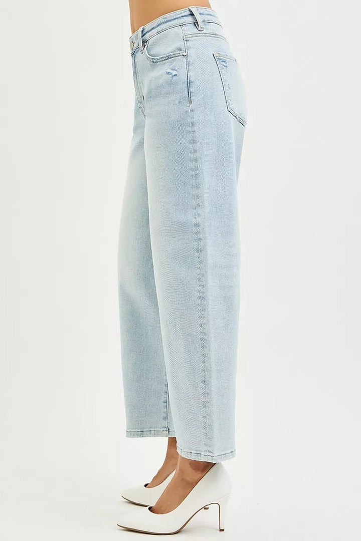 RISEN High Rise Crop Barrel Jeans - AMVIM