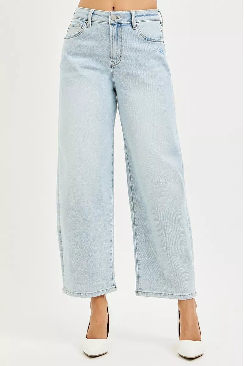 RISEN High Rise Crop Barrel Jeans - AMVIM