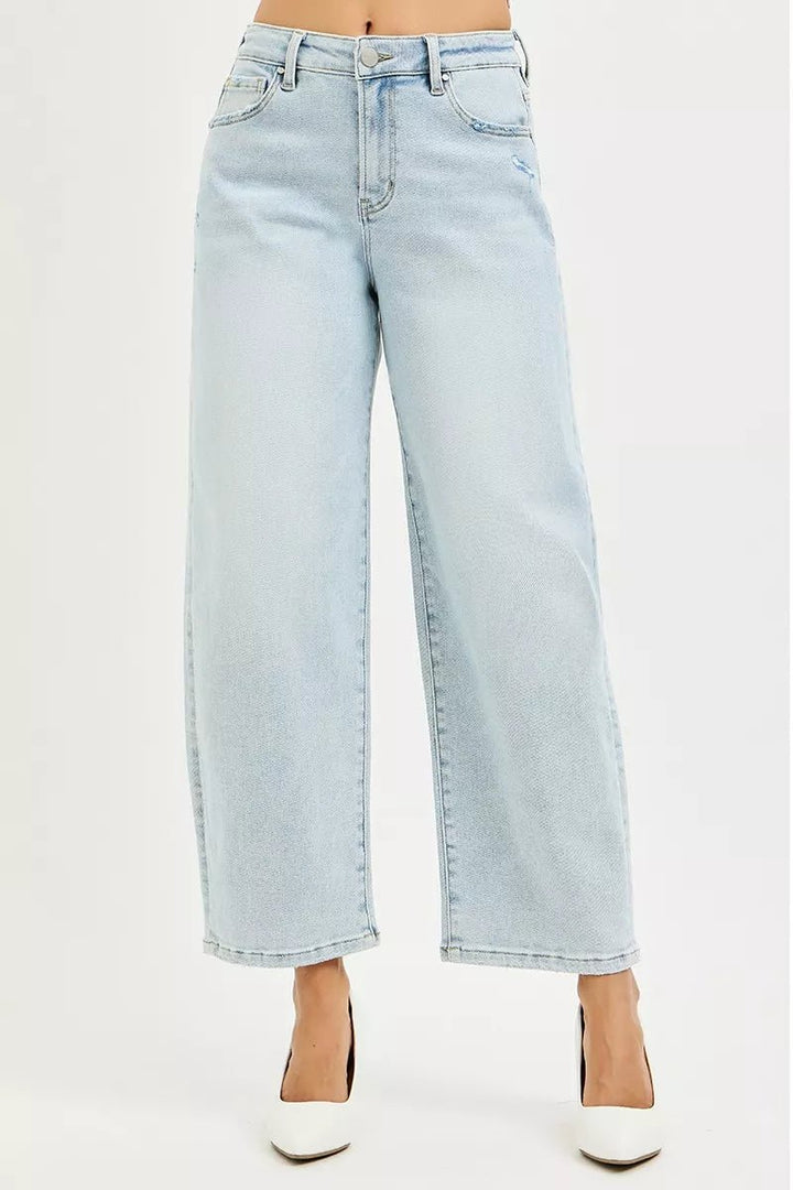 RISEN High Rise Crop Barrel Jeans - AMVIM