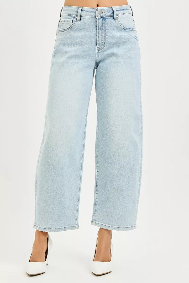 RISEN High Rise Crop Barrel Jeans - AMVIM