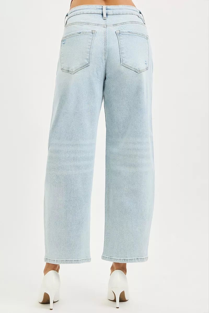 RISEN High Rise Crop Barrel Jeans - AMVIM