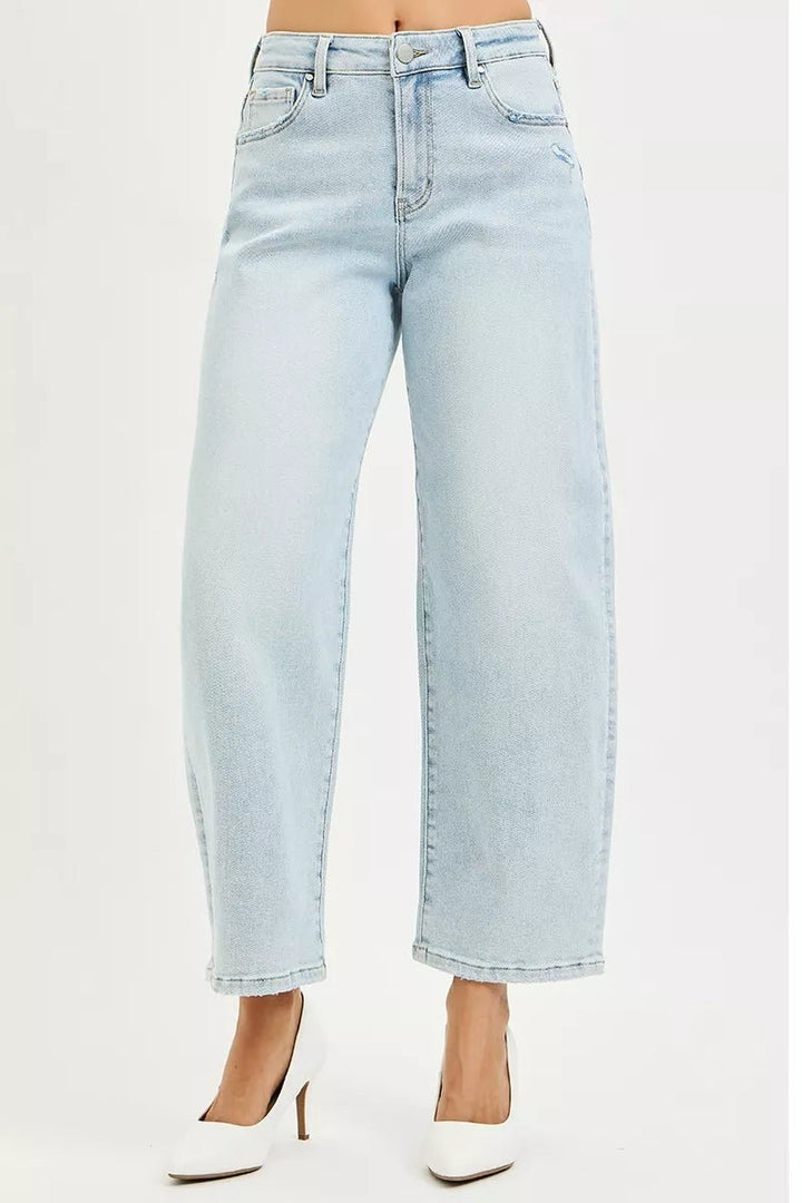 RISEN High Rise Crop Barrel Jeans - AMVIM