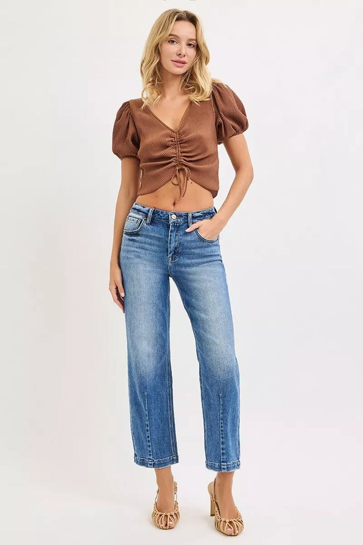 RISEN High Rise Crop Boyfriend Tapered Jeans - AMVIM