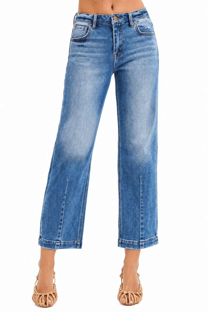 RISEN High Rise Crop Boyfriend Tapered Jeans - AMVIM
