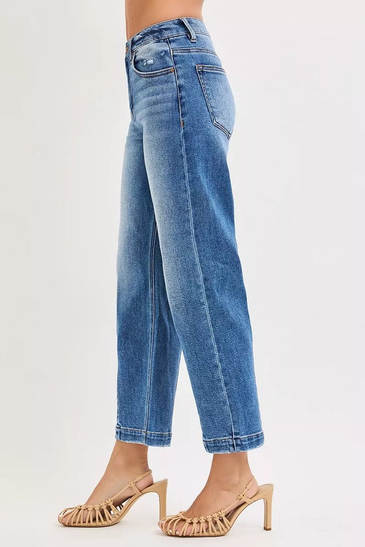RISEN High Rise Crop Boyfriend Tapered Jeans - AMVIM