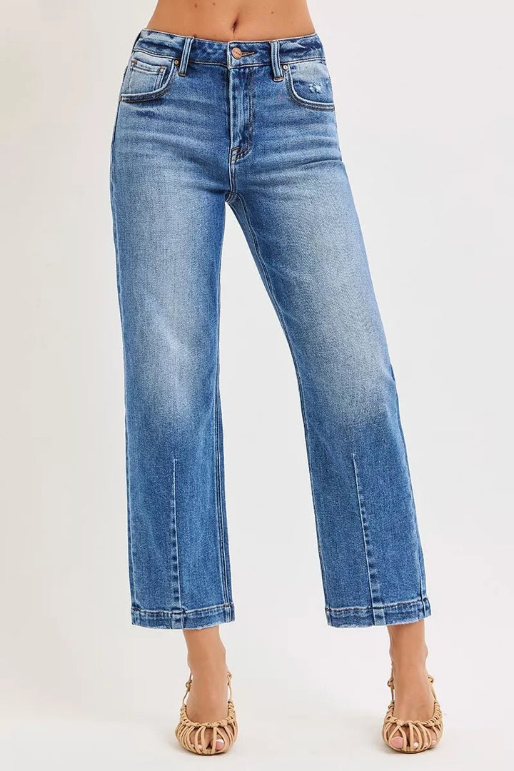 RISEN High Rise Crop Boyfriend Tapered Jeans - AMVIM