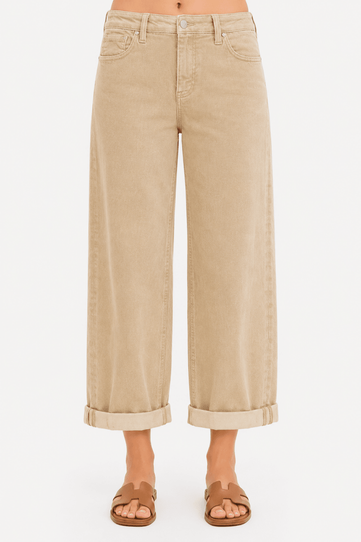 RISEN High Rise Crop Corduroy Pants - AMVIM