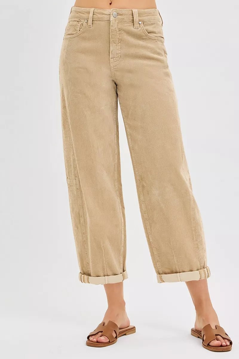 RISEN High Rise Crop Corduroy Pants - AMVIM